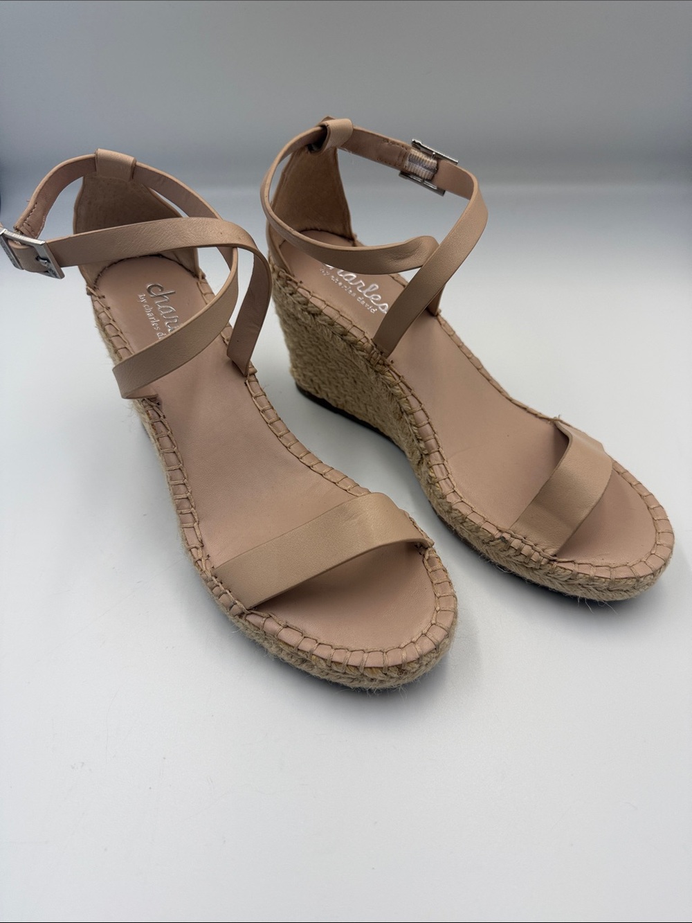 Charles by Charles David Beige Tan Espadrille Wedge Sandals